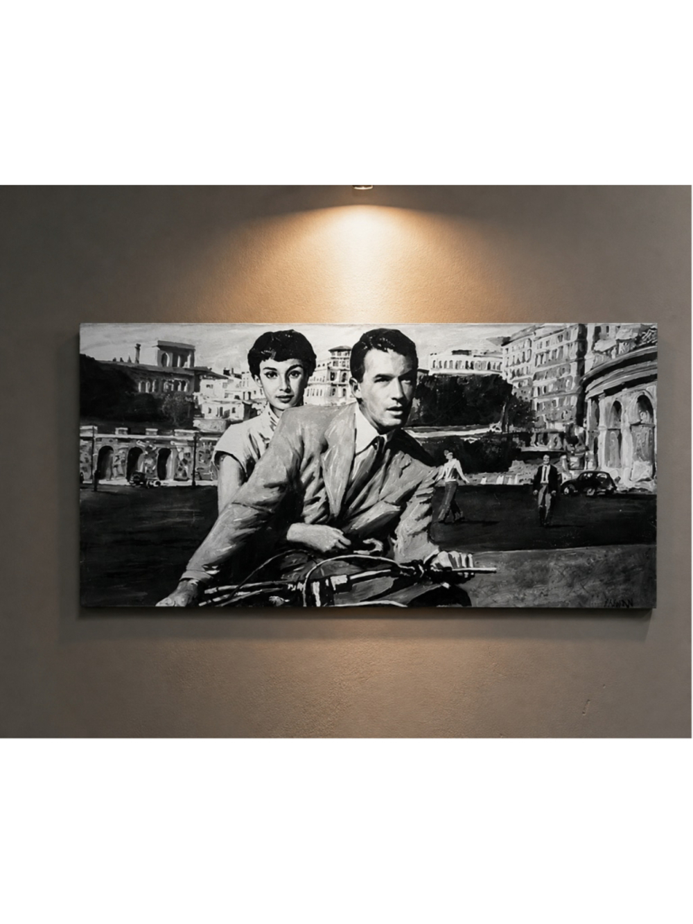 Hand Painted “Roman Holiday” Inspired Canvas – Audrey Hepburn & Gregory Peck